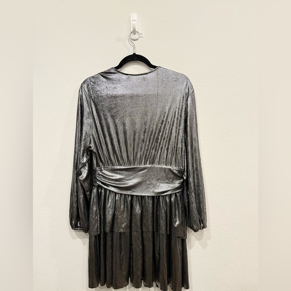 NWT Zara Shimmering Black Long Sleeve Dress - Picture 5 of 6